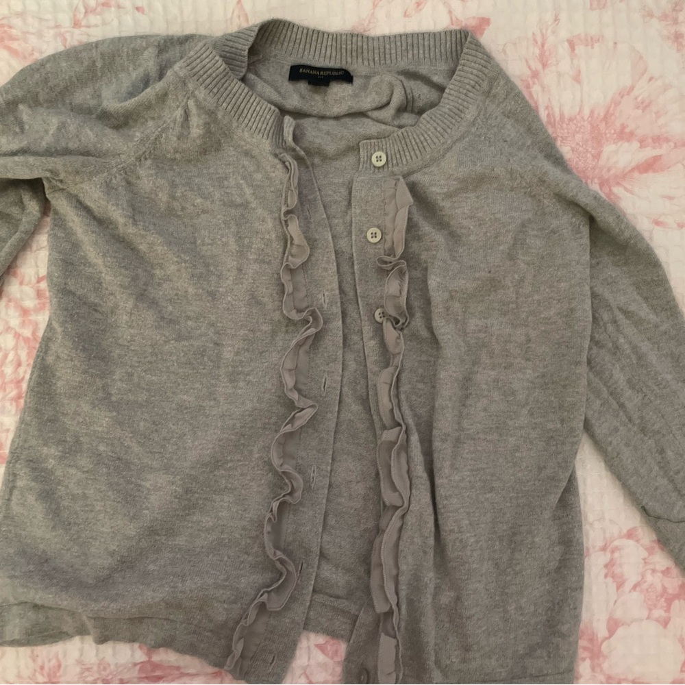 Banana Republic Gray Ruffle Cardigan - Picture 3 of 4